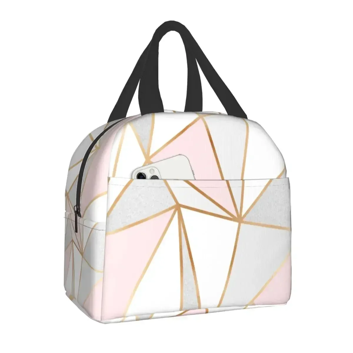 Women Bags Grey - Pink Grey Gold Geometric Abstract Pattern