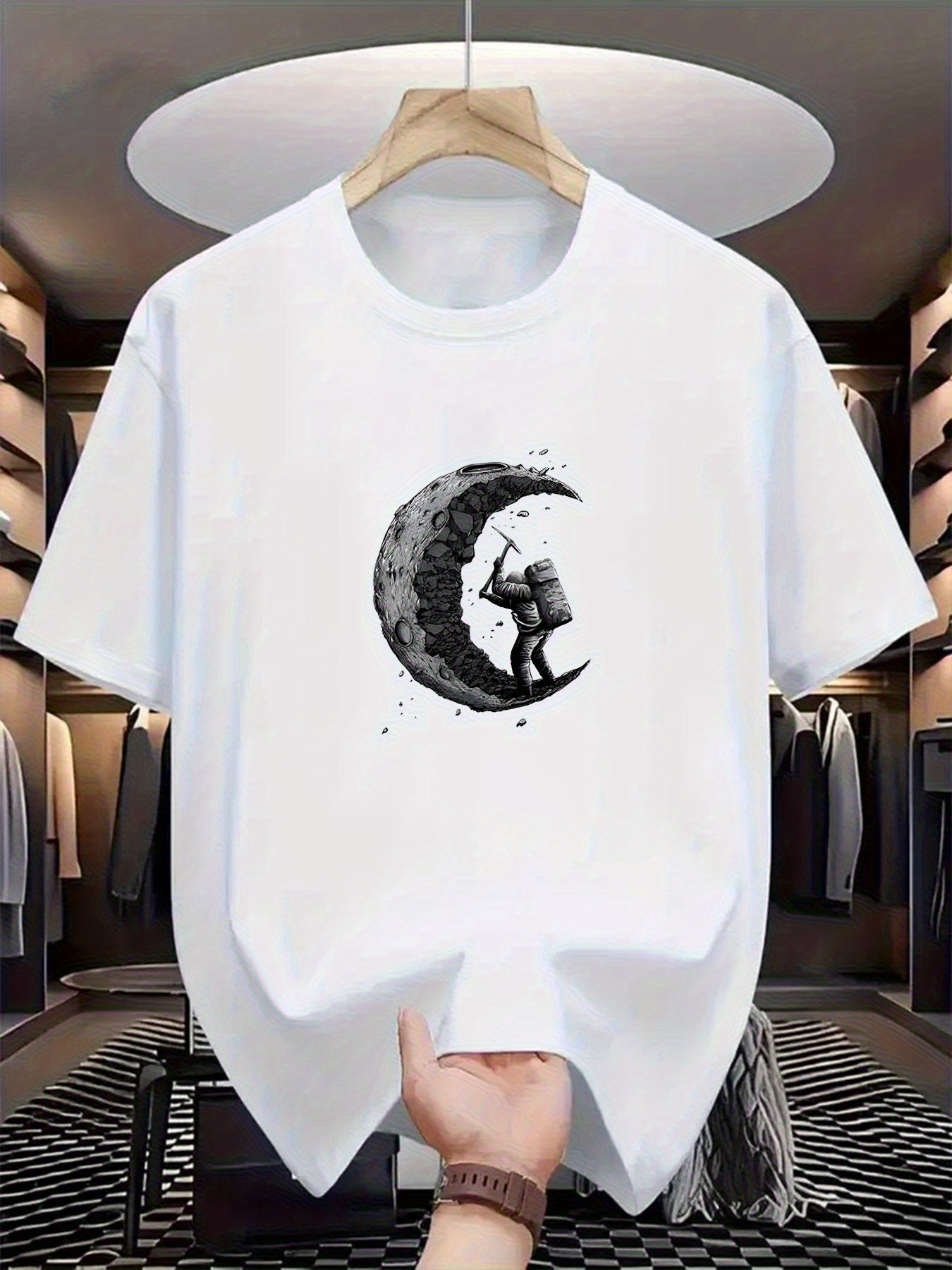 Half Moon Crescent - Men's crescent moon pattern T-shirt -