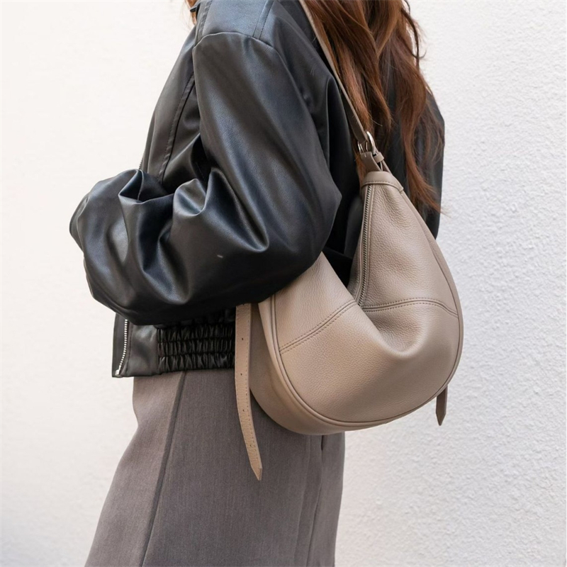 Half Moon Crescent - BURMINSA Luxury Genuine Leather Soft Hobo