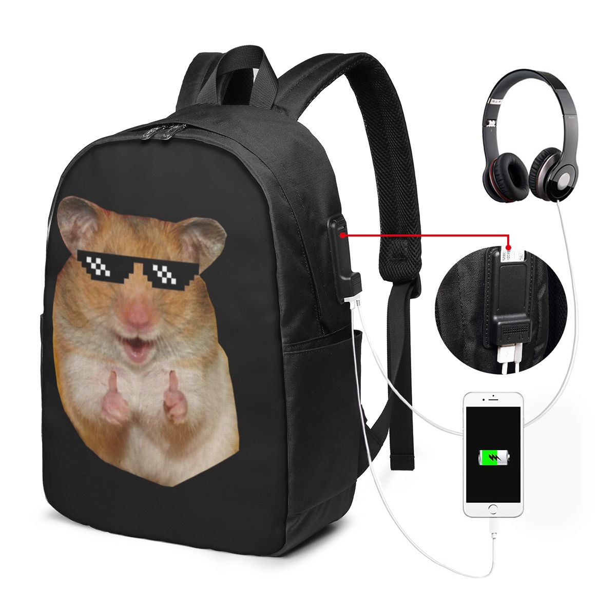Funny Hamster Backpack Travel  - Women Bags College 리뷰 및 가격