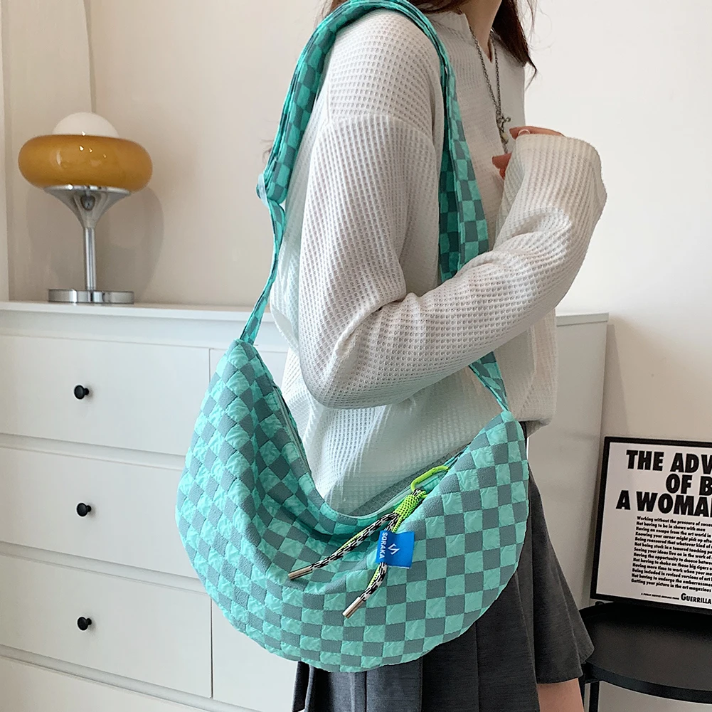 Plaid Women Messenger Bag Fash - Half Moon Crescent 리뷰 및 가격
