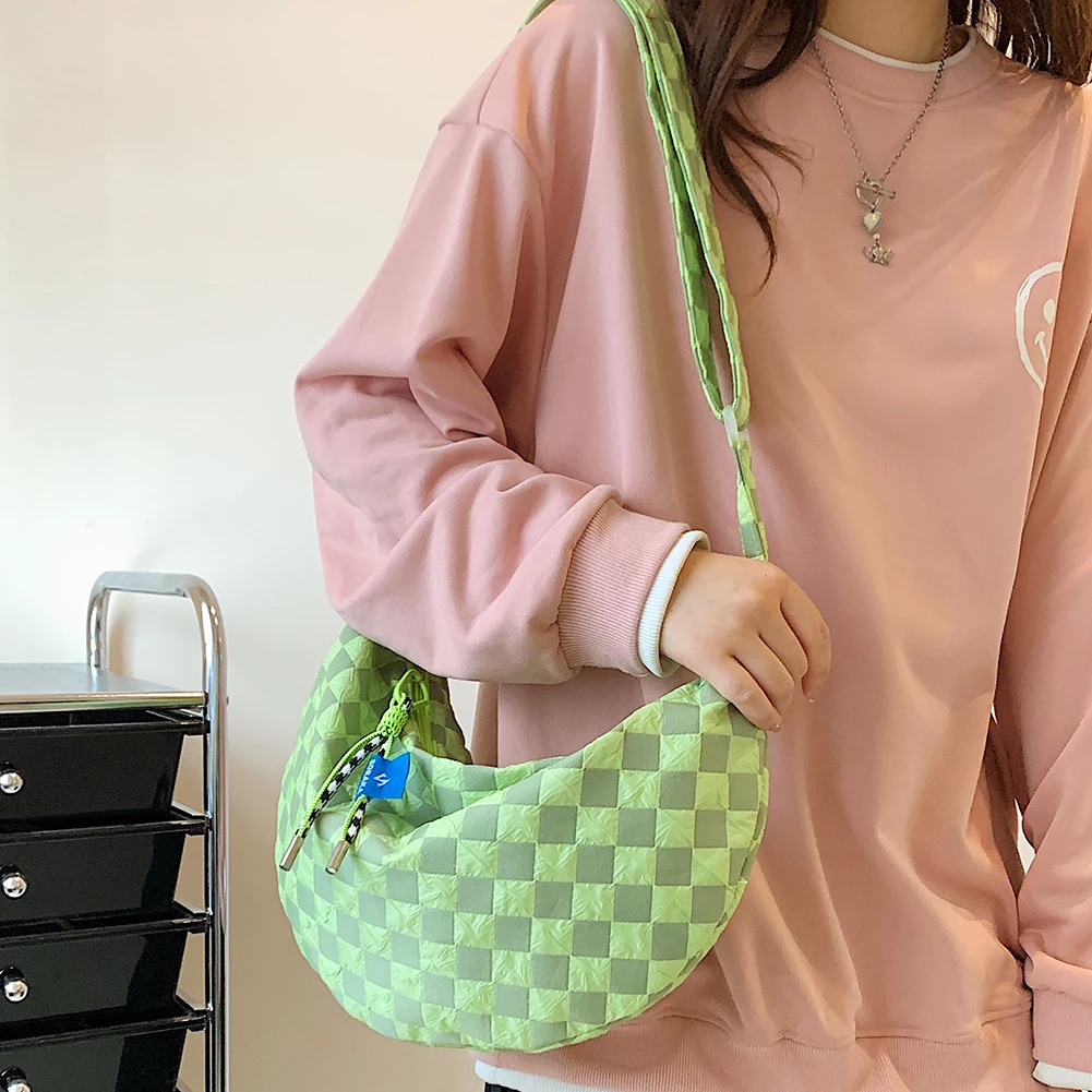 Plaid Women Messenger Bag Fash - Half Moon Crescent 리뷰 및 가격