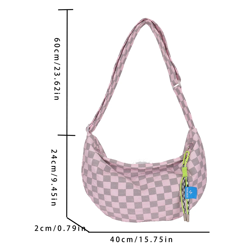 Plaid Women Messenger Bag Fash - Half Moon Crescent 리뷰 및 가격