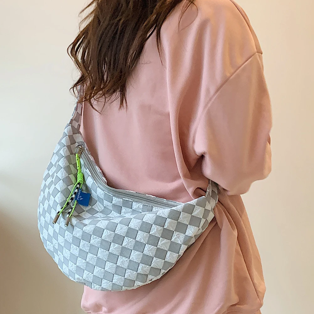 Plaid Women Messenger Bag Fash - Half Moon Crescent 리뷰 및 가격