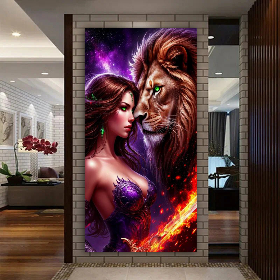 Woman and Lions Diy Diamond Ar - Women Bags Pictures 리뷰 및 가격