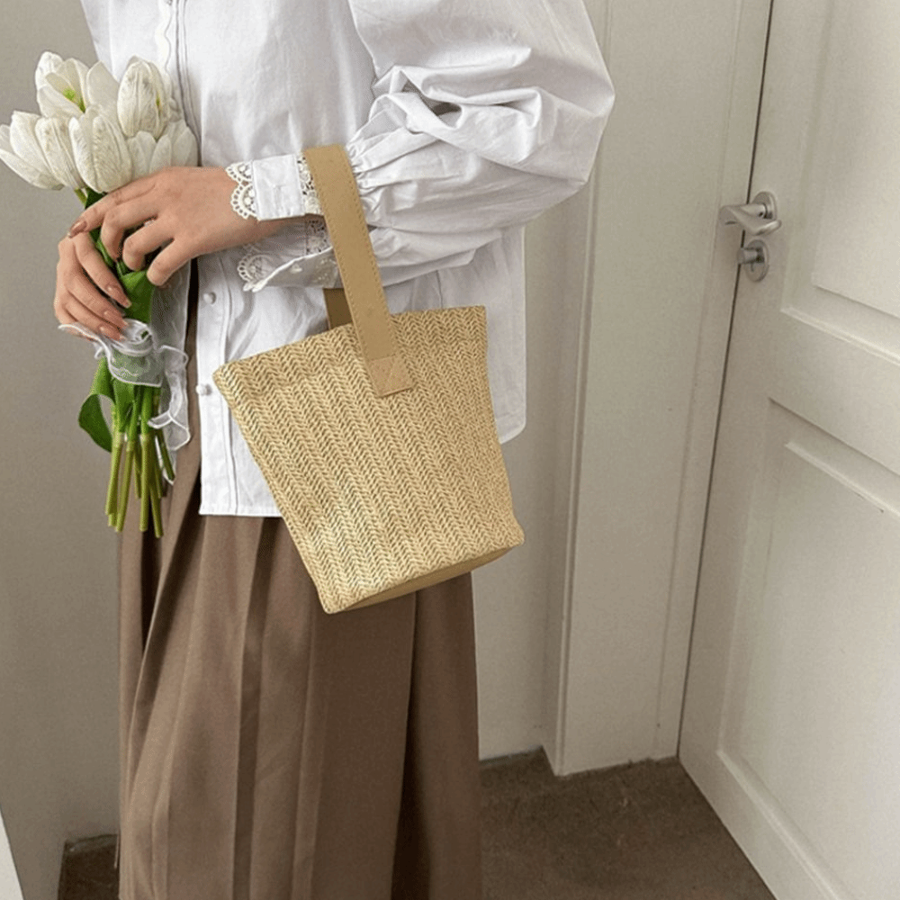Fashion PU Straw Bucket Bag Ko - Woven Straw Bag 리뷰 및 가격