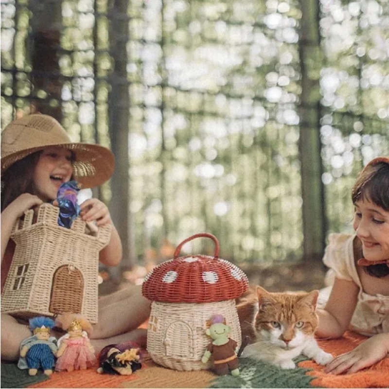 Rattan Woven Castle Basket Cut - Woven Straw Bag 리뷰 및 가격