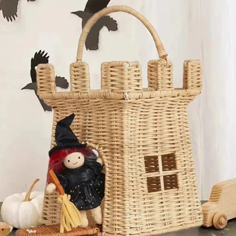 Rattan Woven Castle Basket Cut - Woven Straw Bag 리뷰 및 가격