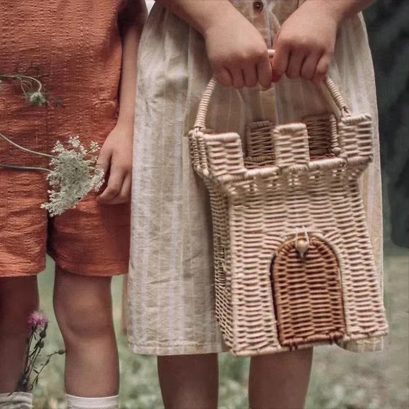 Rattan Woven Castle Basket Cut - Woven Straw Bag 리뷰 및 가격