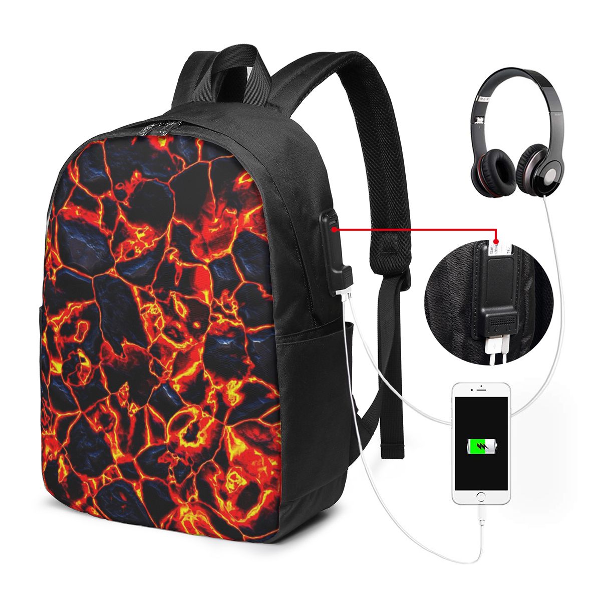 Magma Volcano Lava Fire Backpa - Women Bags College 리뷰 및 가격