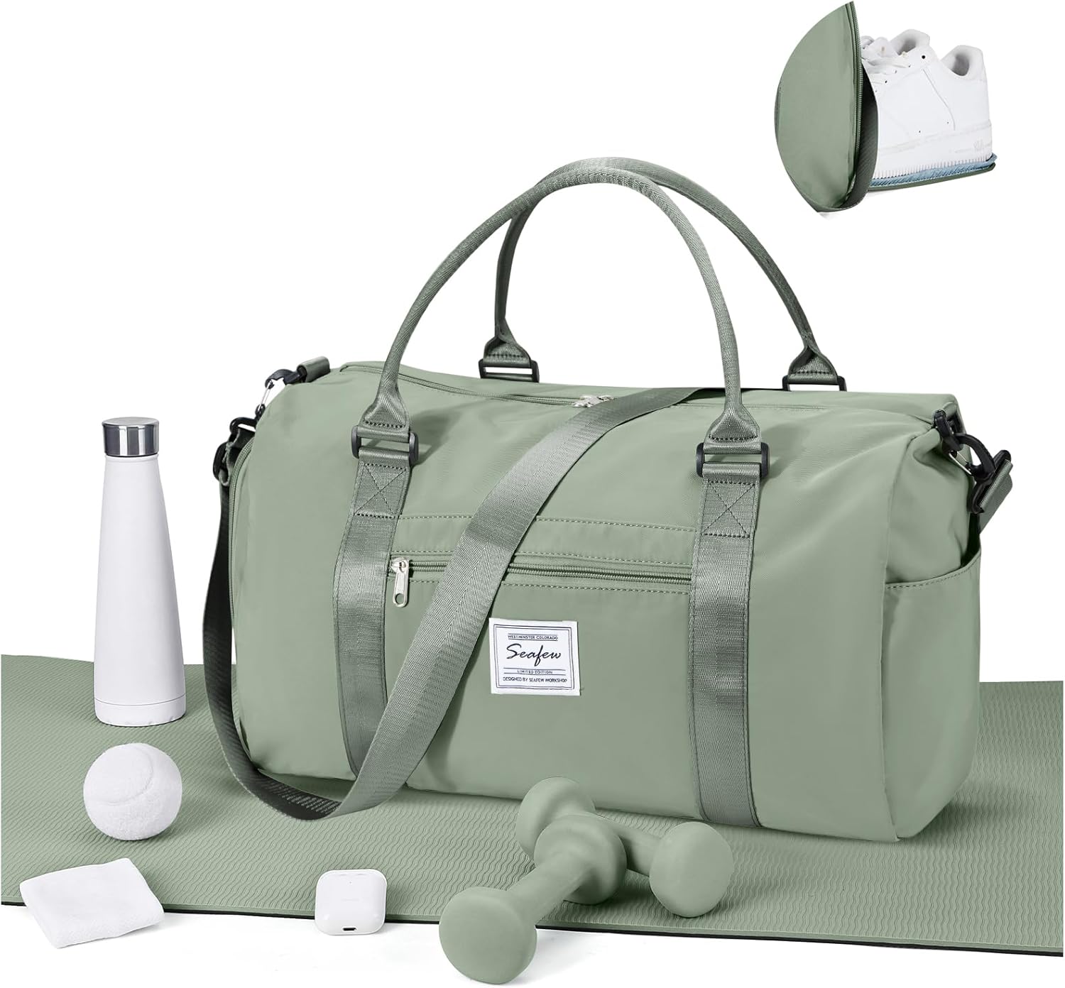 Gym Bags for Women Men with Sh - Women Bags Grey 리뷰 및 가격