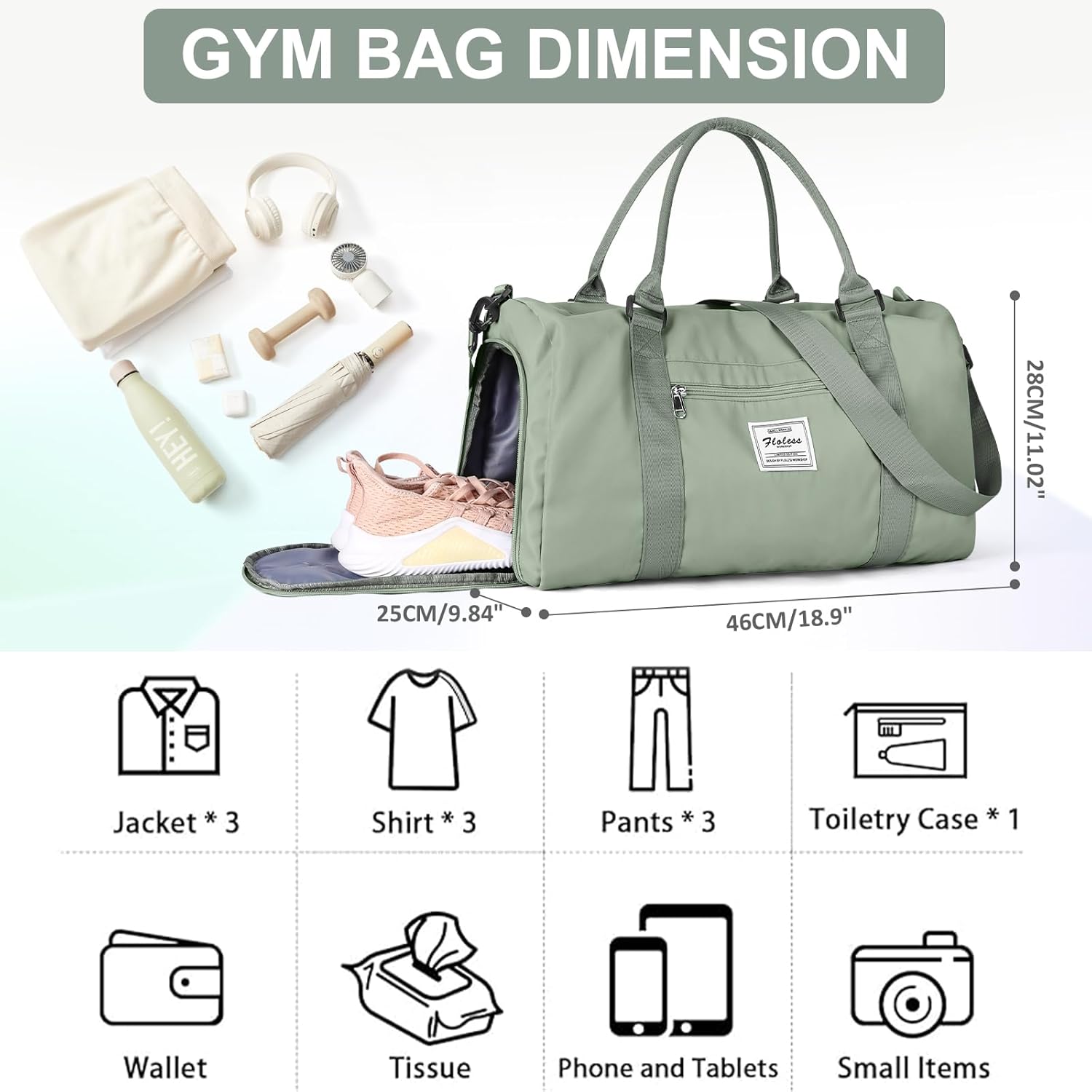Gym Bags for Women Men with Sh - Women Bags Grey 리뷰 및 가격