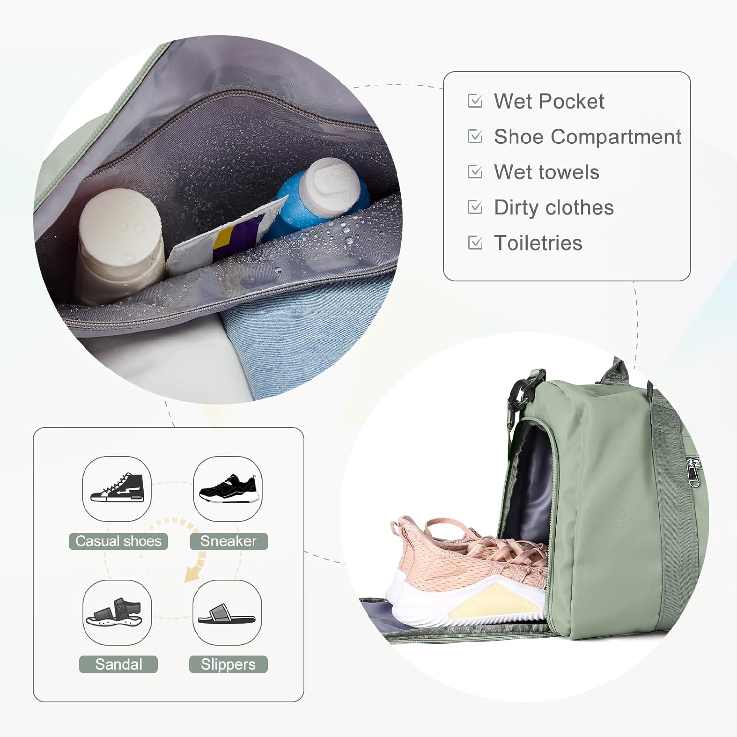 Gym Bags for Women Men with Sh - Women Bags Grey 리뷰 및 가격