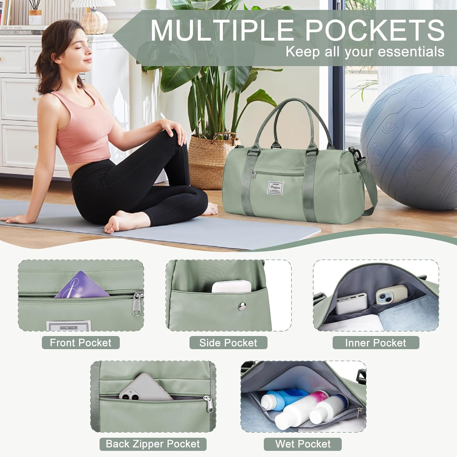 Gym Bags for Women Men with Sh - Women Bags Grey 리뷰 및 가격