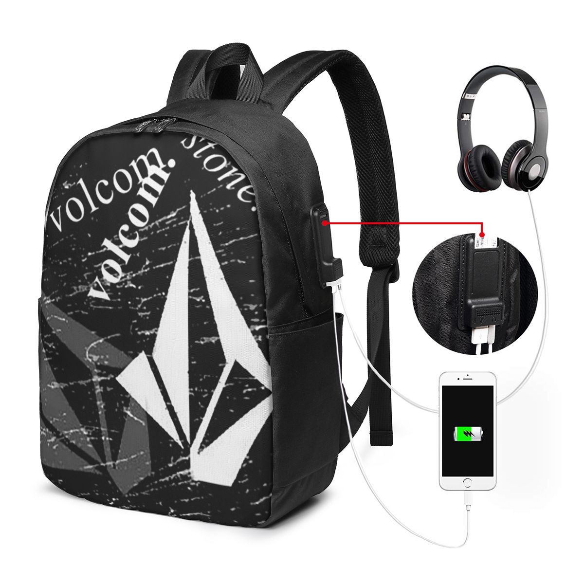 V-Volcom Logo Backpack Travel  - Women Bags College 리뷰 및 가격