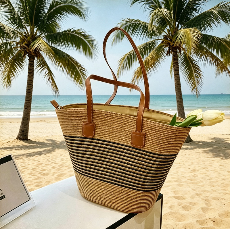 CLAREGQI  Women's Striped Stra - Woven Straw Bag 리뷰 및 가격