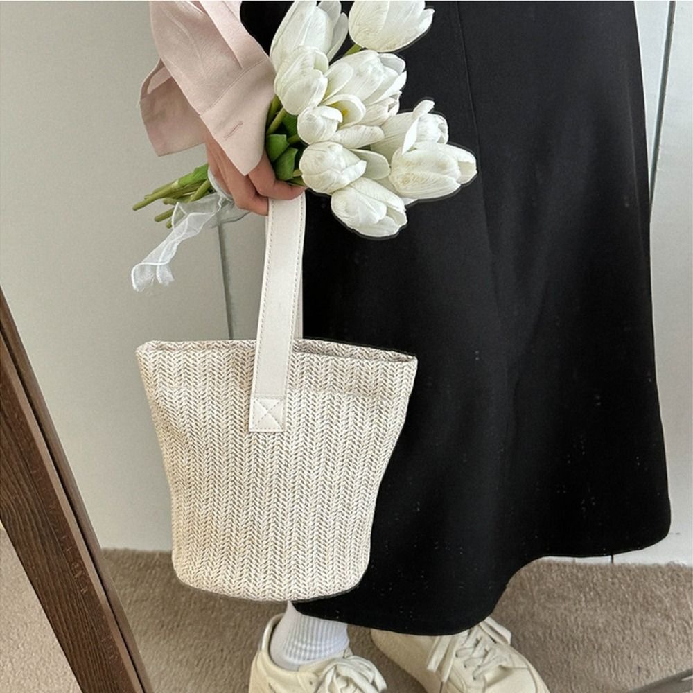 Sweet PU Straw Bucket Bag Kore - Woven Straw Bag 리뷰 및 가격