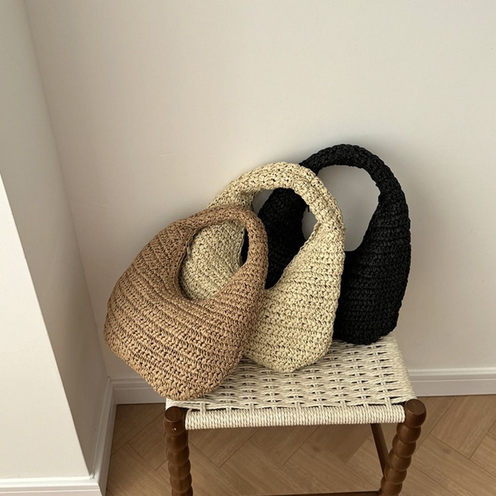 Casual Large Capacity Straw Ba - Half Moon Crescent 리뷰 및 가격