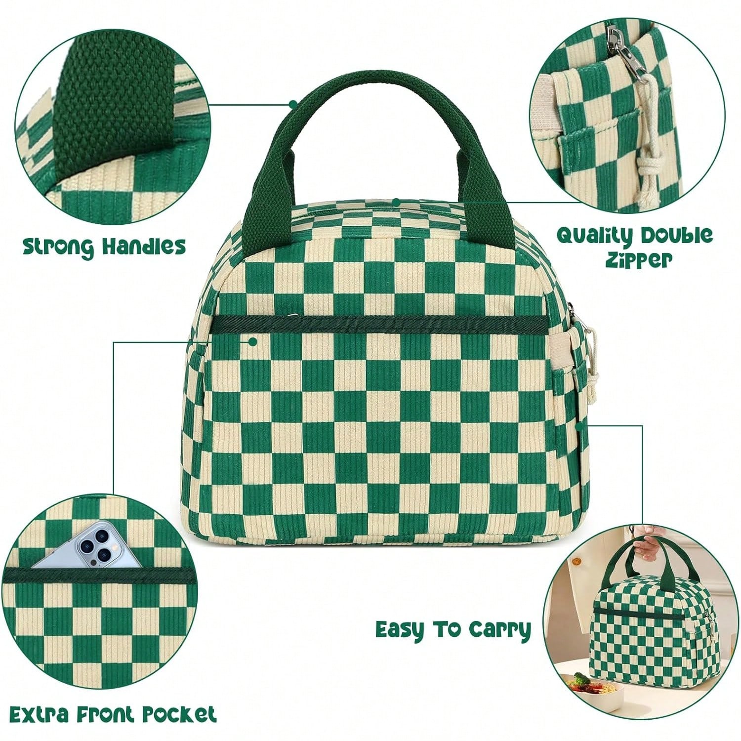 Cute Corduroy Lunch Tote Bags  - Women'S Tote Bags For Work 리뷰 및 가격