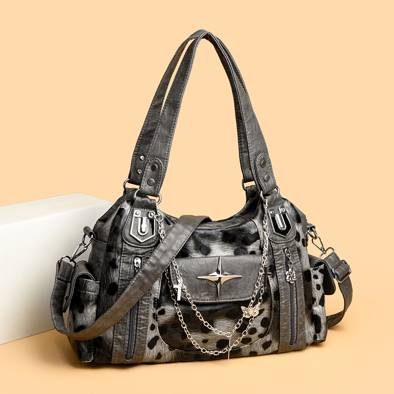 Grey Leopard Print Hangbag Cro - Women Bags Grey 리뷰 및 가격