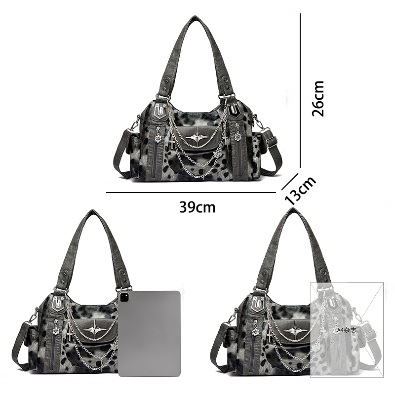 Grey Leopard Print Hangbag Cro - Women Bags Grey 리뷰 및 가격