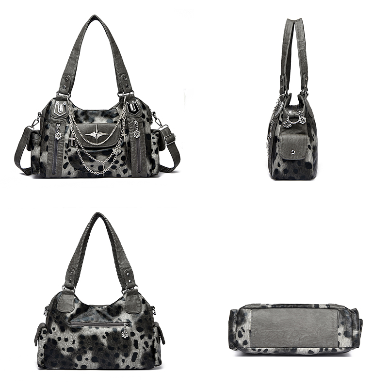 Grey Leopard Print Hangbag Cro - Women Bags Grey 리뷰 및 가격
