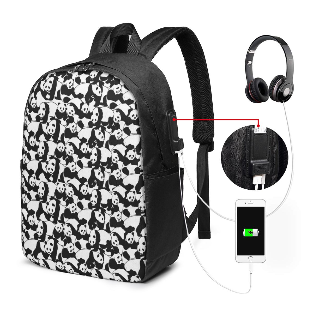Panda Pattern Backpack Travel  - Women Bags College 리뷰 및 가격